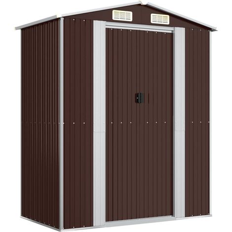 Casetta da giardino Casetta per cabine Casetta per riporre gli attrezzi Casetta per esterni Capanno per attrezzi Robusto Scuro 192 x 108 x 223 cm Marrone Acciaio zincato 020022316