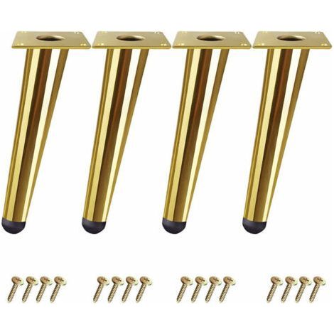 Pied de meuble,Lot de 4 Pieds Or de Table 10cm Cône Obliques Pieds Meuble pour Lit Armoire Chaise avec Vis (1/5)