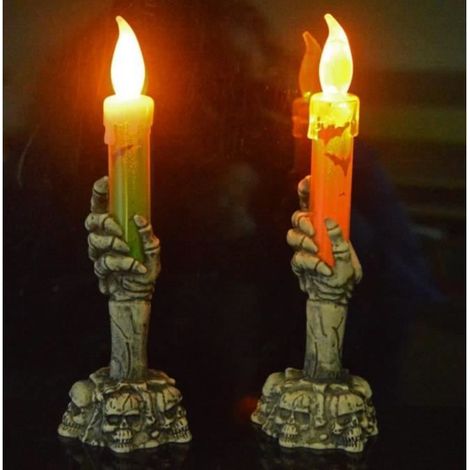 LED-Kerze - Totenkopf - Halloween-Dekoration - Flammenlos - Langlebiges Plastik