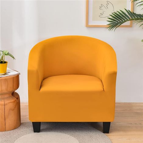 Einfacher Stretch-Chesterfield-Hotelsesselbezug, 1-teilig, einfarbiger Sesselbezug, Sofabezug mit Armlehnen, Ohrensesselschutz (Gold) (1/5)
