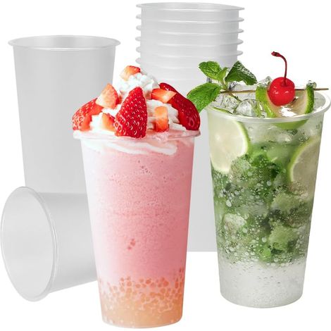 50 Gobelets Réutilisables Givrés 500ML en Plastique - Verres à Bière, Tasses à Dessert Transparentes pour Fête, Mariage, Famille (1/5)