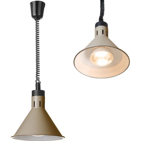 L谩mpara colgante c贸nica para calentar alimentos, 275 mm de di谩metro, 250 W - beige