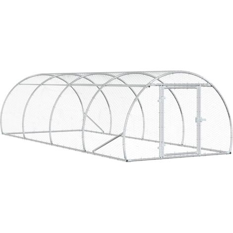 Hühnerunterkunft Silber 400 x 150 x 100 cm Verzinkter Stahl vidaXL (1/5)