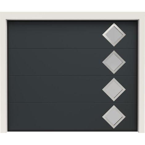 Porte de Garage Sectionnelle Motorisée 240x200 CASTRIE - Gris lisse (1/5)