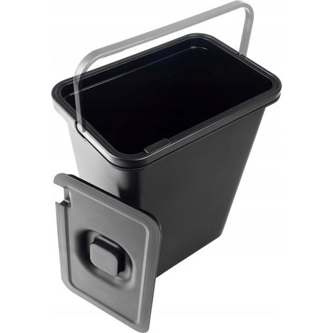 KADAX Poubelle de tri des déchets - 10 l - Poubelle avec poignée mobile - En plastique - Universelle - Noir - 10 l (1/5)