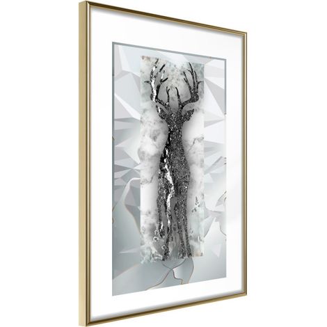 Affiche Murale Encadrée "Crystal Deer" 30 x 42 cm Or