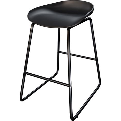ORION91 Taburete Alto KIEF Acero y Polietileno 65,5cm Color Negro Bar Hostelería Pub Restaurante Comedor Oficina Salón Teletrabajo Cocina - SpazioLuzio - Pack x2 (1/5)