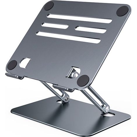 Soporte de acero para portátil de hasta 17 pulgadas, soporte Erbord P89, gris. (1/5)
