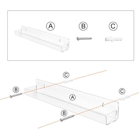 Vernis acrylique transparent avec support à cliquet, étagères de rangement pour fresque murale, lot de 6 supports flottants suspendus à plusieurs niveaux pouvant contenir jusqu'à 96 bouteilles. (1/2)