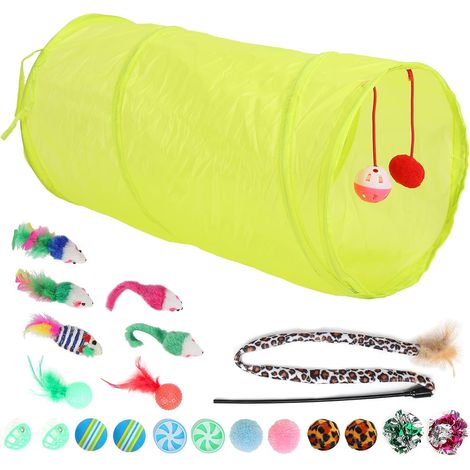 Ensemble De Jouets en Plumes pour Chat, Jouets Interactifs pour Chat, Assortiments De Jouets pour Chatons, Comprend des Boules De Bâton De Chat Tunnel, des Cloches Et des Souris (1/5)