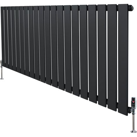 Radiatore Orizzontale 600 x 1400 mm con Valvole TRV Grigio Antracite