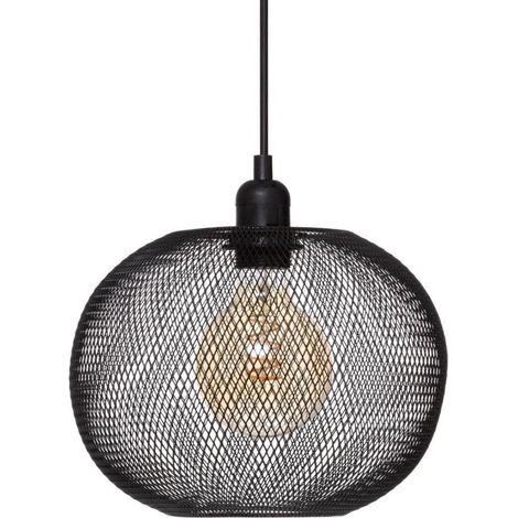 Atmosphera – Suspension métal noir D25 – Hauteur 19 cm – Culot E27 – Longueur câble 90 cm – Puissance max 40W – Design contemporain (1/5)