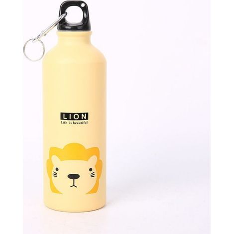 Bouteille Isotherme En Aluminium - 500 Ml - Double Paroi - Étanche - Poignée Percée - Pour Enfants Et Sport - Lion