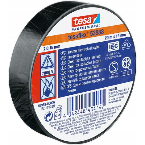 Nastro isolante Tesa nero 20 mx 19 mm (1/3)