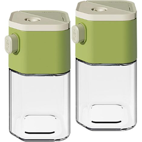 Distributeur de sel en verre 2 en 1 avec verseur latéral, distributeur d'épices en verre borosilicaté 200ml, distributeur de sucre en verre sans BPA, pour sucre, sel, maison, camping, cuisine, grillad