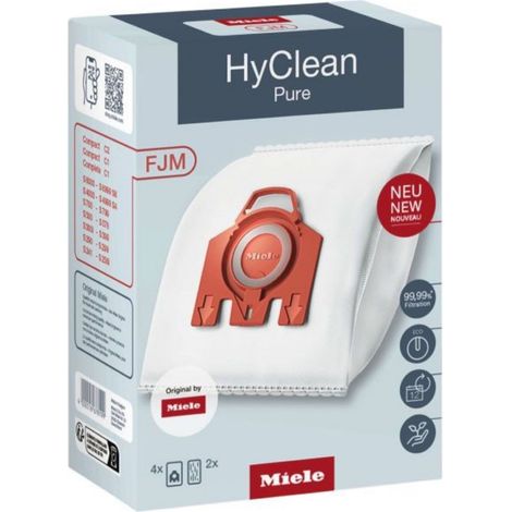 Lot de 4 sacs et 2 filtres pour aspirateur HyClean Pure FJM – Compatible avec Miele S241-S256i/S290-S291/S300i-S399 – Filtration AirClean