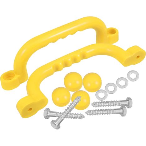 Set mit 2 einfach zu montierenden Sicherheitsgriffen für Klettergerüste, ideal für Spielbereiche von Jungen und Mädchen.