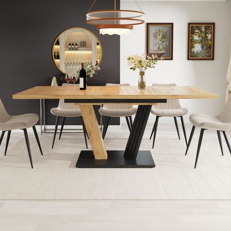 Tavolo da Pranzo Allungabile con Piedi Regolabili, Piano in MDF, Finitura Effetto Legno, Cucina e Soggiorno, 120 × 80 × 76 cm (1/5)