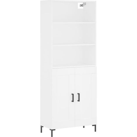 Aparador buffet cómoda armario mueble organizador cocina salón salón alto 69,5 x 34 x 180 cm madera contrachapada blanco 020032621