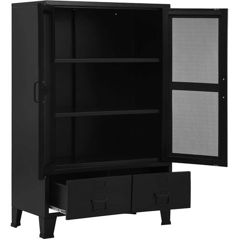 Maison Exclusive - Armadio Ufficio Reticolato Industriale Nero 75x40x120cm Acciaio (1/5)