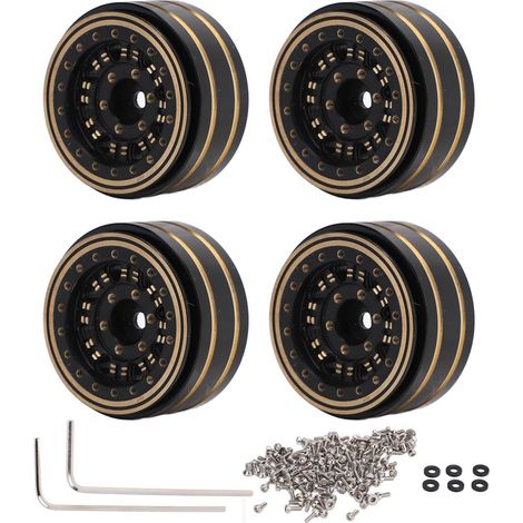 Lot de 4 jantes Beadlock en laiton de 3,5 cm - Pour voiture radiocommandée 1/18" (1/5)