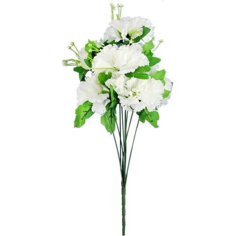Bouquet bianco di garofani artificiali con gypsophila - 9 pezzi, 50 cm (1/3)