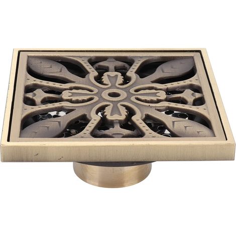 Siphon de sol carré pour douche, 10 x 10 cm, avec protection anti-odeurs, convient pour la salle de bain.-AquaForge (1/5)