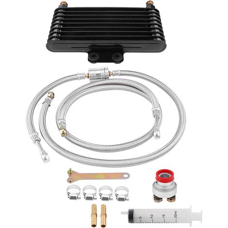 GARRYFIZH Kit de refroidissement moteur avec radiateur et refroidisseur d'huile 125 ml pour GY6 100-150 cm³ noir