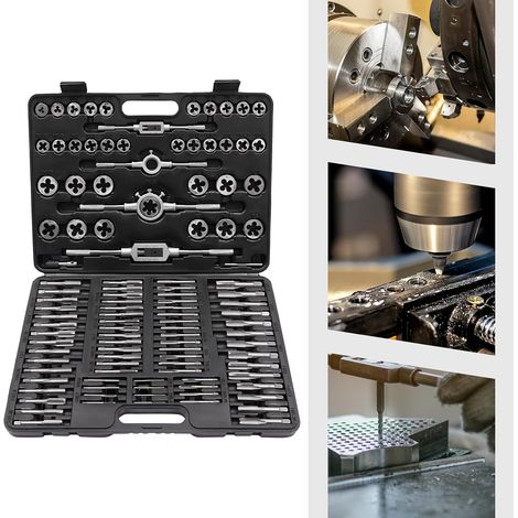 Kit de tarauds et filières de qualité supérieure - 110 pièces - M3-M12 M6-M20 - Tarauds avec boîte de rangement - Taraud manuel professionnel HSS hautement trempé (1/5)