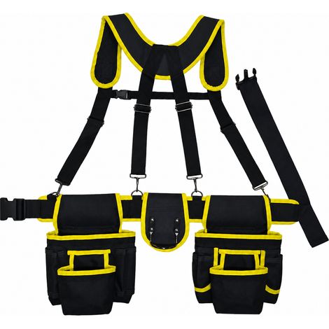 Sacoche ceinture porte-outils 16 pouces Y004 en tissu Oxford noir et jaune réf 8285 32 × 29 × 11 cm 1 kg – Livraison gratuite