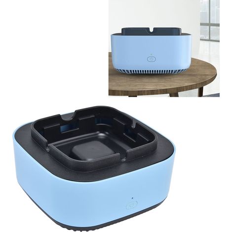 Tragbarer elektrischer Luftreiniger/Aschenbecher mit Ionisierung und Aromatherapie-Diffusor für Zuhause, Büro, Auto, blaues ABS, Abmessungen 13 x 13 x 6,8 cm (1/5)