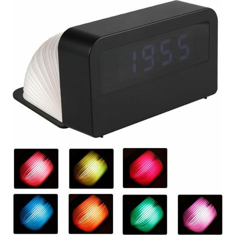 Creative time light, USB desk night light, colorful table lamp, digital clock light, black (1/5)