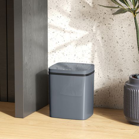 Cubo de basura automático de 15 litros con sensor y dos modos de apertura, ideal para oficina o cocina, 27,6 x 21,4 x 33,5 cm, color gris. (1/5)