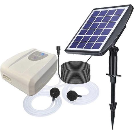 Pompe aératrice solaire pour bassin de 3 W, double mode de charge, aérateur d'aquarium silencieux, convient aux bassins de jardin, blanc. (1/4)