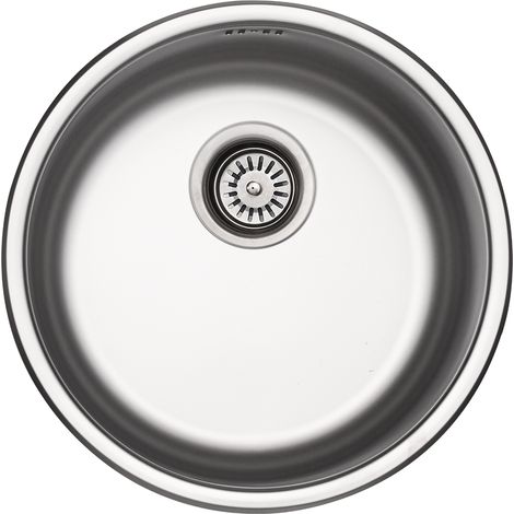 Edelstahlspüle 450 mm rund 1 Becken inkl. Siebkorbventil Überlauf