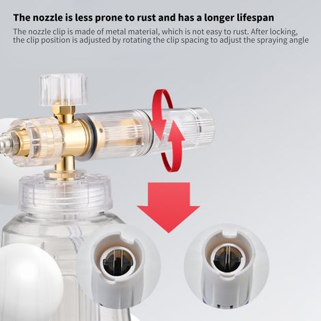 Pistolet à mousse, pulvérisateur de lavage de voiture avec buse réglable à connexion rapide de 1/4 pouces, bouteille transparente de 1 L, canon professionnel pour le lavage (1/5)