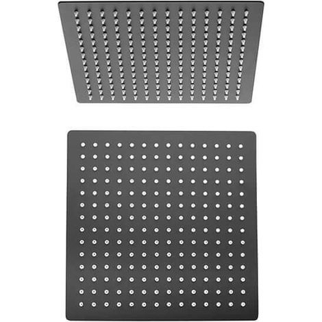 Soffione in acciaio nero opaco ultrapiatto Jacuzzi Rubinetteria quadrato 20X20 cm (1/2)