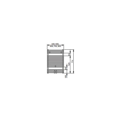 VONO-DION-M Badheizkörper H 700 Bl 400 BH 714x98x400mm weiß Mittenanschluss