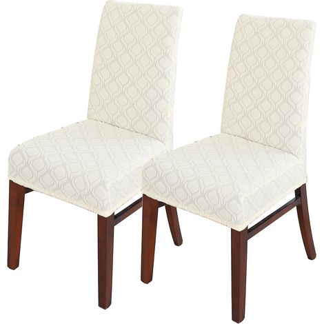 Stuhlhussen 2er Set, Stretchbezug für Schwingstühle, abnehmbar, waschbar, Beige (1/5)