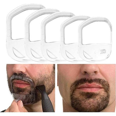 5-teiliges Set transparenter Bartstyling-Schablonen, Werkzeuge zum Trimmen von Ziegenbart und Schnurrbart für Männer (1/5)