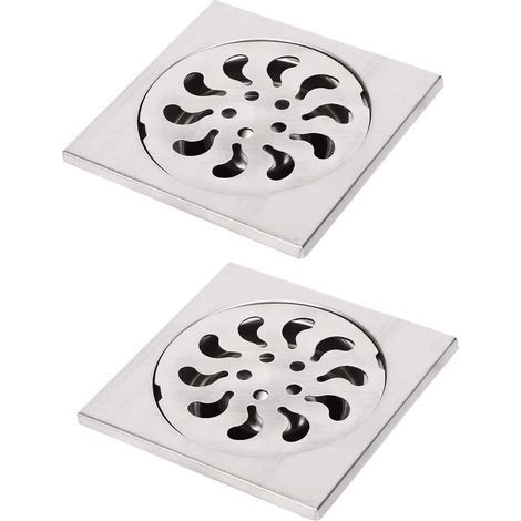 Pcs Acier Inoxydable Siphon De Sol Carré Douche Grille Filtre De Douche Douche Drain Attrape-cheveux 90x90x30mm (1/5)