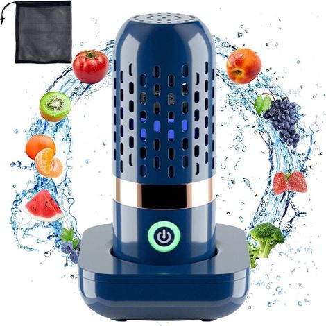 Machine à Laver pour Fruits et Légumes, 3000mAh IPX7 Appareil de Nettoyage de Fruits Machine de Nettoyage de Légumes sans Fil pour Fruits et Légumes avec Sac en Filet, pour Fruits Légumes Viande