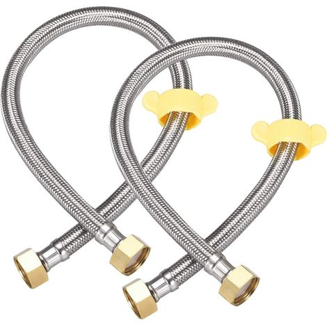 Lot de 2 raccords tuyau d'alimentation pour robinet, G1/2 femelle x longueur 50,8 cm (20 pouces), en
