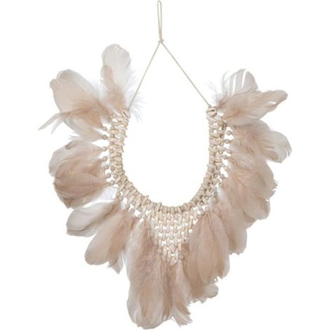 Suspension Murale à Plumes "Boho" 53cm Rose