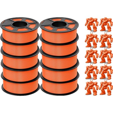 Filamento PLA per stampa 3D, diametro 1,75 mm, set da 10 pezzi, compatibile con stampanti FDM, PLA Meta S-arancione (1/2)