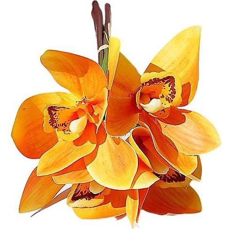 Fleur en soie artificielle, imitation exquise et pratique au toucher ultra réaliste, cymbidiumorange (1/5)