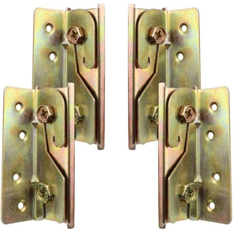 Set of 4 Heavy Duty Rust Resistant Bed Rail Brackets No Mortise with Screws