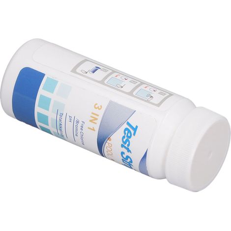 Bandelettes de test 3 en 1 pour l'eau de piscine, l'eau de source thermale, le pH, le chlore, l'alcalinité, le brome et la dureté (200 bandelettes) - Test de qualité de l'eau (pH) (1/5)