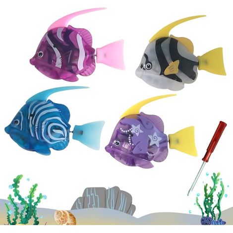 Lot de 4 poissons robots lumineux, poissons électriques pour enfants, jouets de poissons flottants, poissons robots réutilisables, jouets de poissons flottants pour enfants et animaux de compagnie. (1/5)
