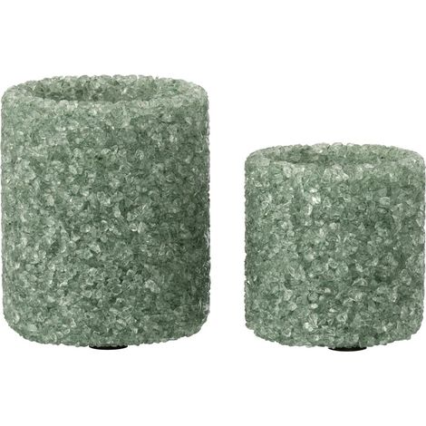 Lot de 2 Photophores en Verre "Pierre" 9cm Vert